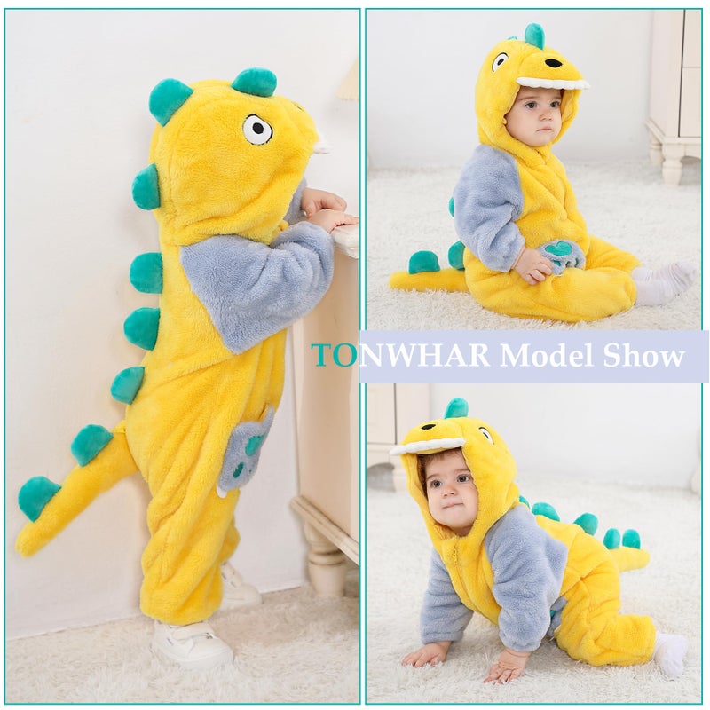 TONWHAR Kids' And Toddlers' Infant Tiger Dinosaur Animal Fancy Dress Costume Outfit Hooded Romper Jumpsuit(4-5T/Height:41""-46"") - Image 4